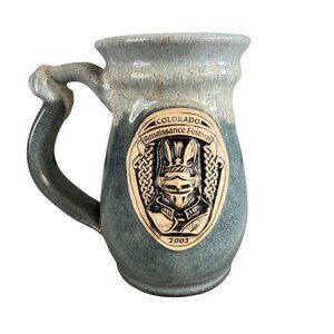 Colorado Renaissance Festival 2003 Ceramic Mug [3-D] Knight Emblem Blue Beige